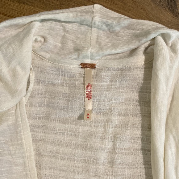 Free People || ‘Bridgette’ Tunic Top Dress Ivory Tie Neck, Lace Up Sleeve - Picture 6 of 11